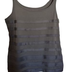 New York & Company Gray Ribboned Tank Top Size L